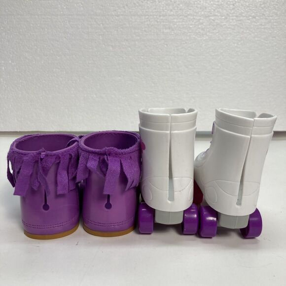 18 Inch Doll Boots Skates and Ice Skates Lot of 4 White Purple Red Fashion - Picture 6 of 10